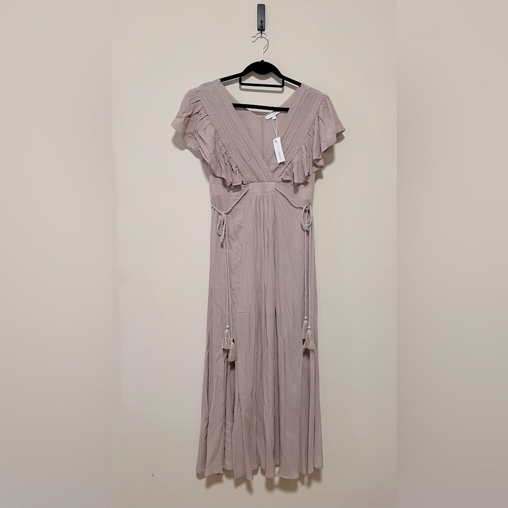Baltic Born Jennifer Deep V Maxi Dress - small, sand